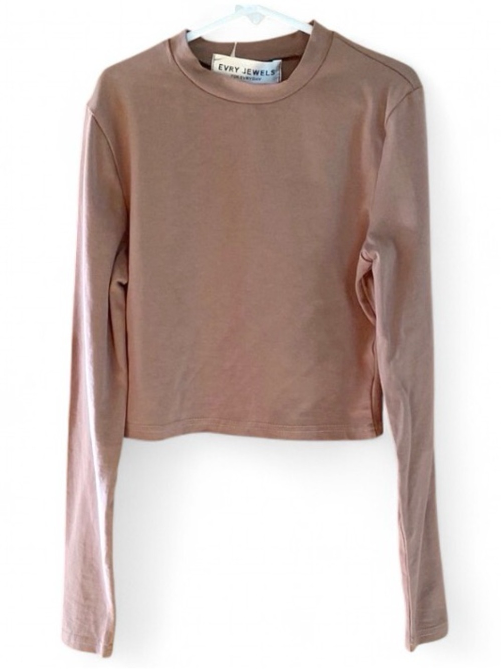 Evry Jewels Taupe Brown Long Sleeve Cropped Top Women’s Small NWT Soft Stretch